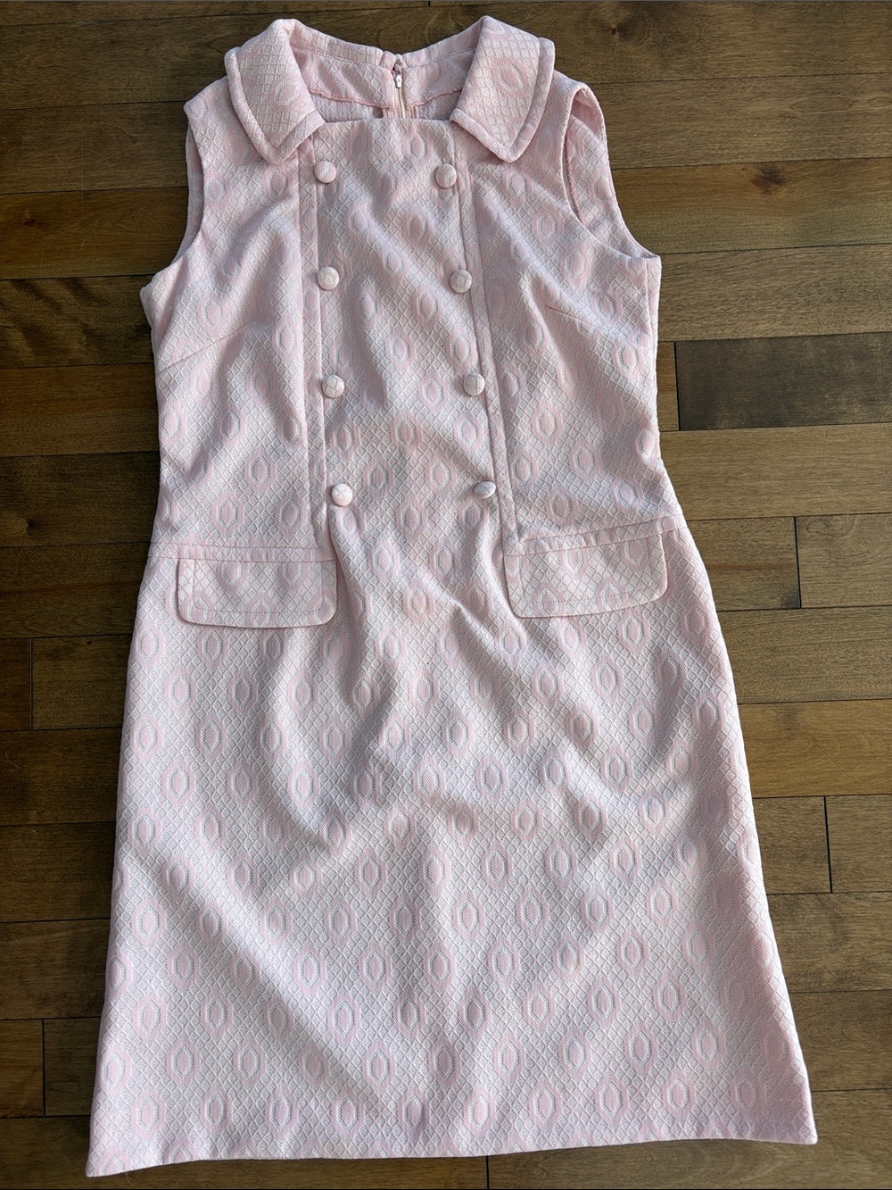 Classic Pink Sleeveless Diamond Jacquard Dress for Girls
